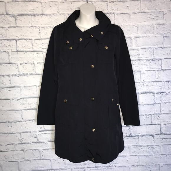 Navy Blue Ellen Tracy Raincoat - Picture 8 of 10